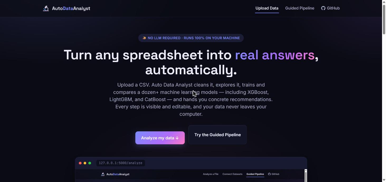 Auto Data Analyst live app screenshot